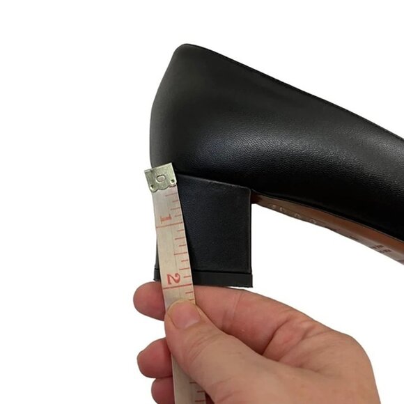 Aquatalia heels Women's 9 black leather Pasha Pumps block heel pointy toe - Picture 10 of 10